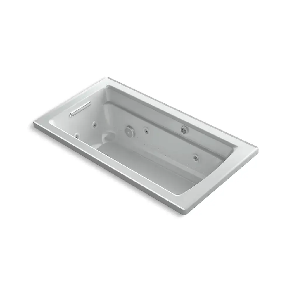 Kohler 1122-XHGH-95 Archer 60" x 32" Drop-in Heated Bubble Massage Air Bath Whirlpool Ice Grey
