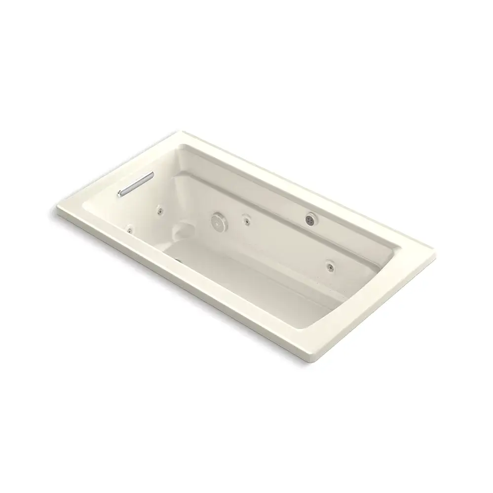 Kohler 1122-XHGH-96 Archer 60" x 32" Drop-in Heated Bubble Massage Air Bath Whirlpool Biscuit