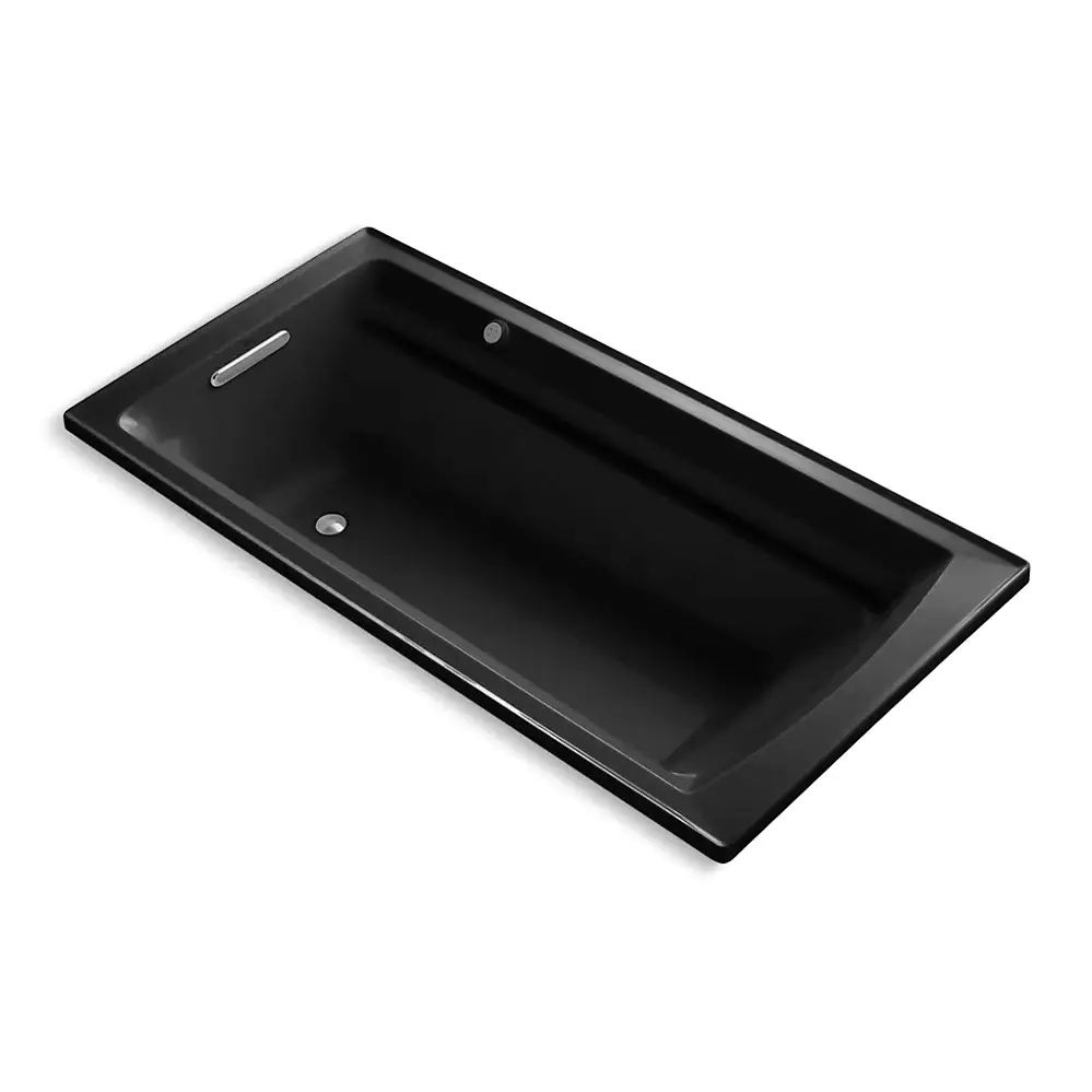 Kohler 1124-GH-7 Archer 72" x 36" Drop-in Heated Bubble Massage Air Bath Black