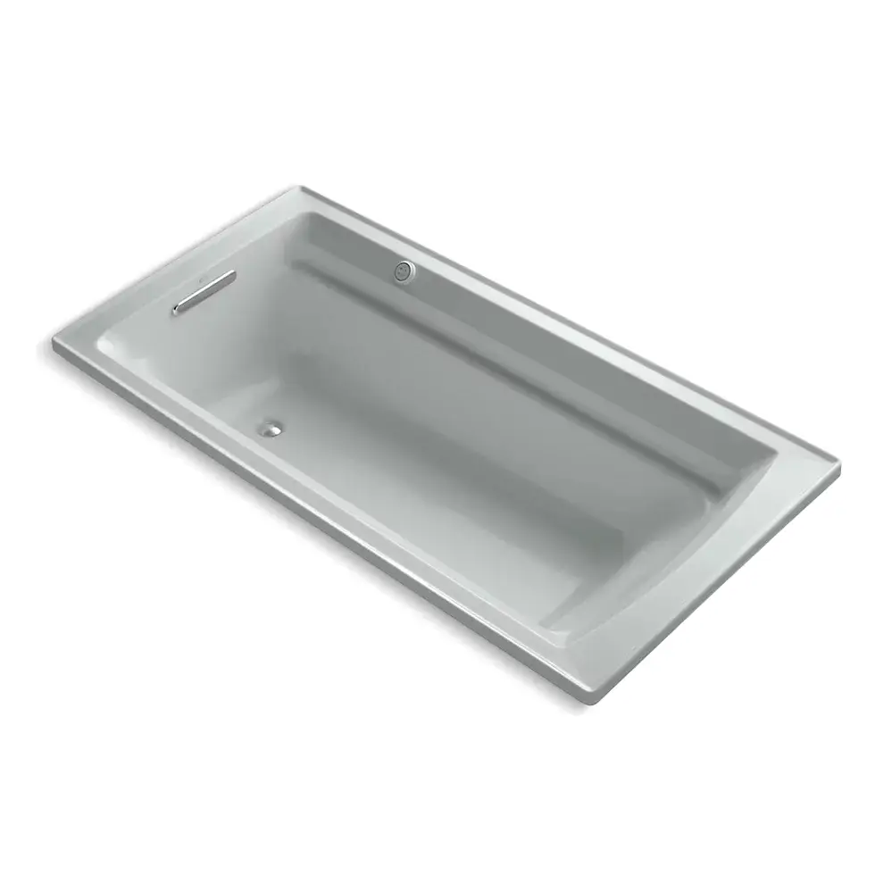 Kohler 1124-GH-95 Archer 72" x 36" Drop-in Heated Bubble Massage Air Bath Ice Grey
