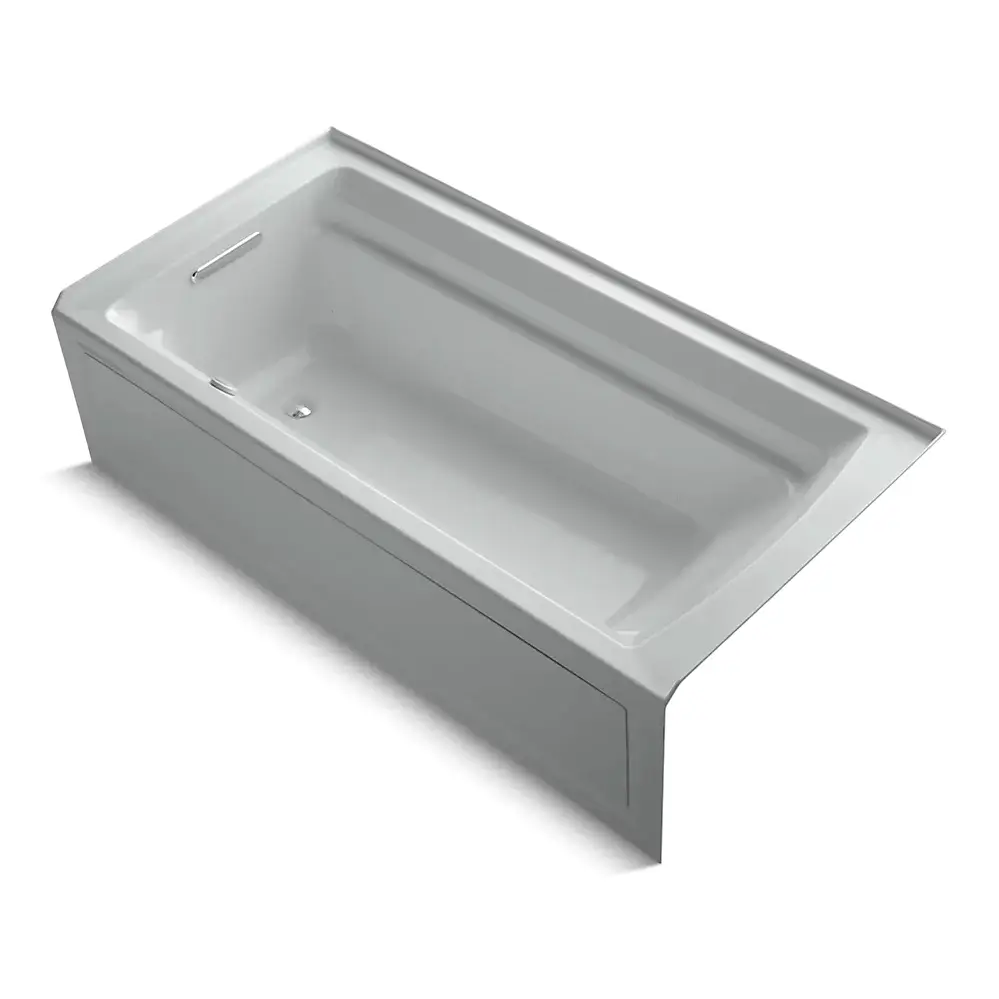Kohler 1124-GHLA-95 Archer 72" x 36" Alcove Heated Bubble Massage Air Bath Left Drain Ice Grey