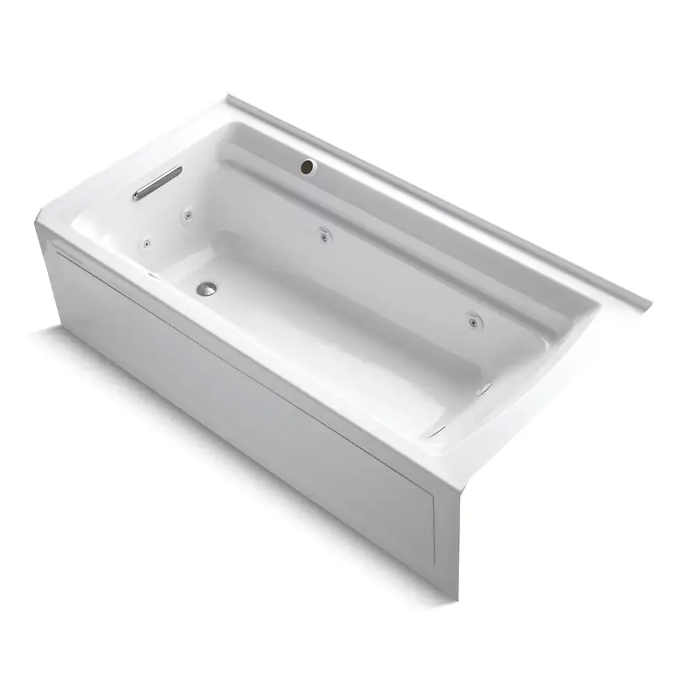 Kohler 1124-LAW-0 Archer 72" x 36" Alcove Whirlpool Heated Bath Left Drain White
