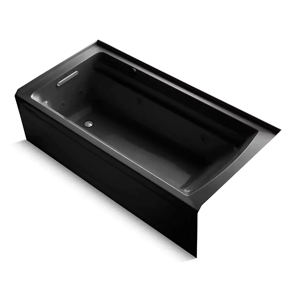 Kohler 1124-RAW-7 Archer 72" x 36" Alcove Whirlpool Heated Bath Right Drain Black