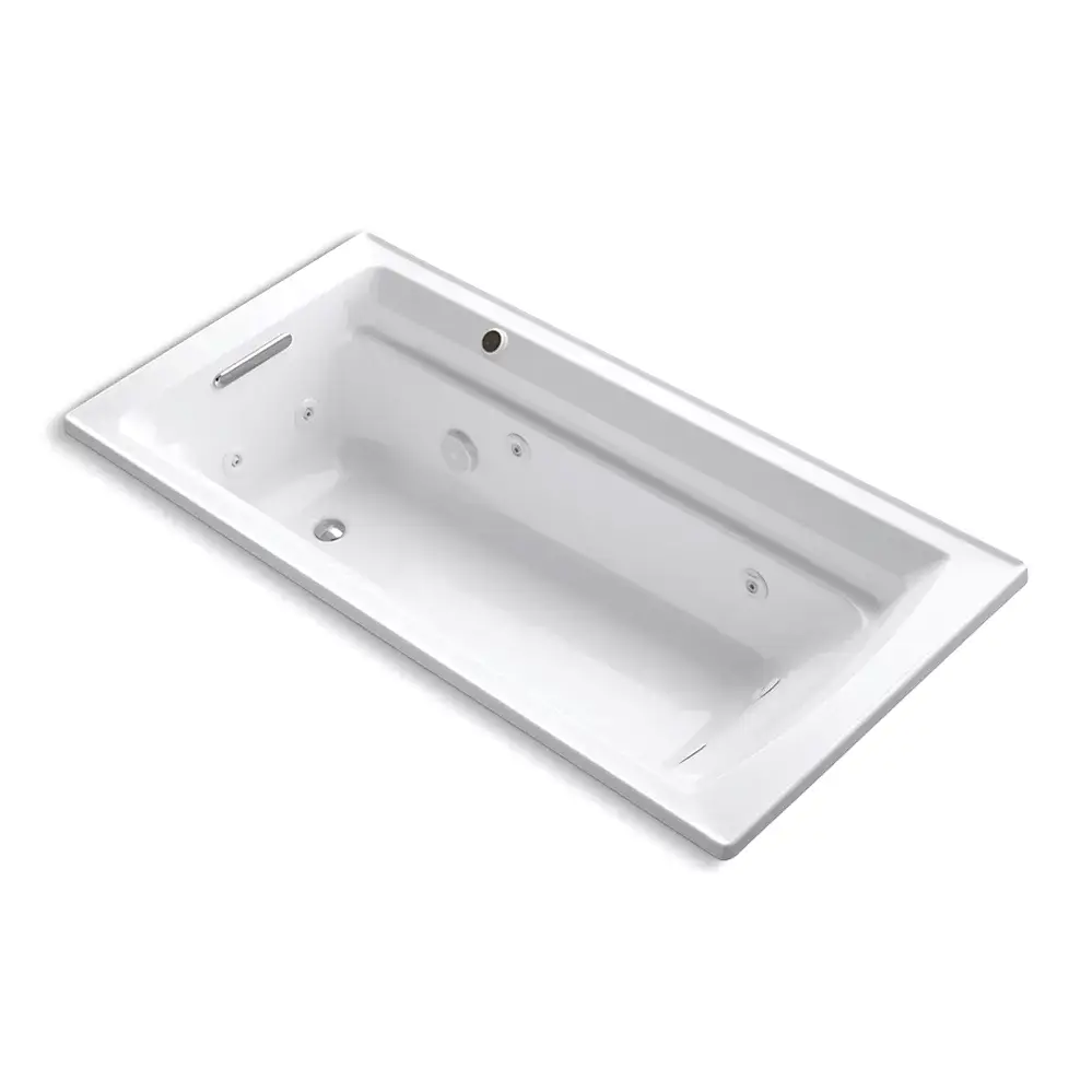Kohler 1124-W1-0 Archer 72" x 36" Drop-in Whirlpool Heated Bath White
