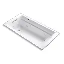 Kohler 1124-W1-0 Archer 72" x 36" Drop-in Whirlpool Heated Bath White