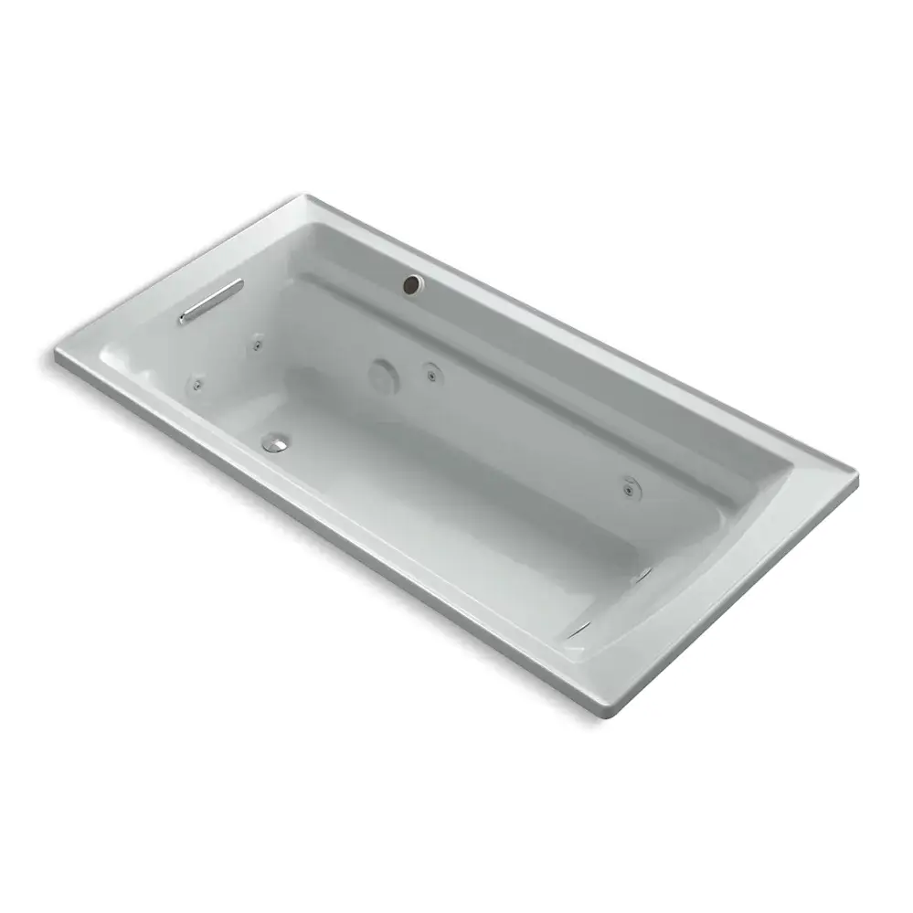 Kohler 1124-W1-95 Archer 72" x 36" Drop-in Whirlpool Heated Bath Ice Grey