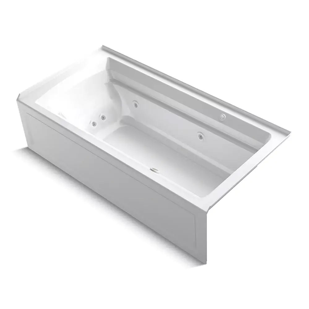 Kohler 1124-XGHRA-0 Archer 72" x 36" Alcove Heated Bubble Massage Air Bath Whirlpool Right Drain White