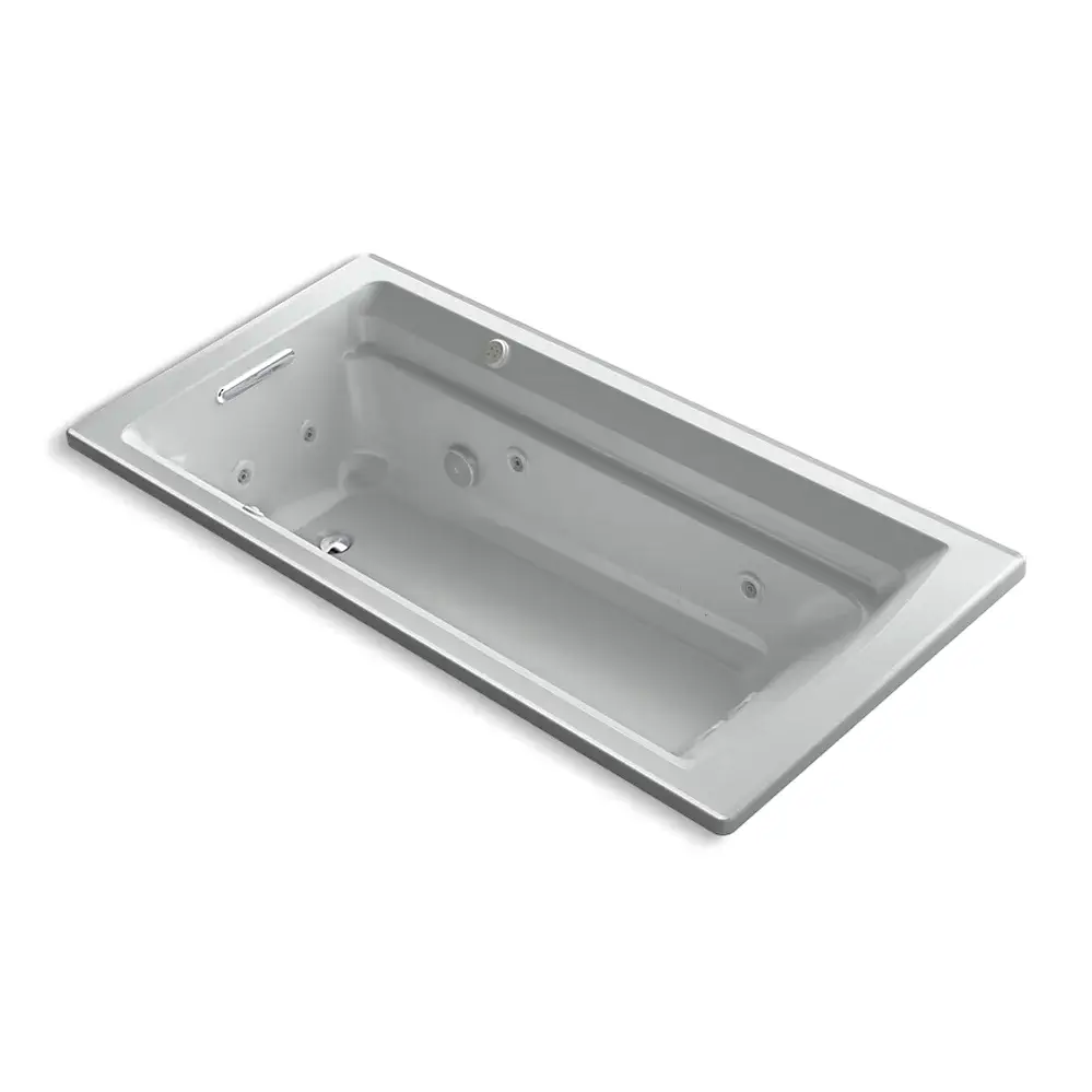 Kohler 1124-XHGH-95 Archer 72" x 36" Drop-in Heated Bubble Massage Air Bath Whirlpool Ice Grey