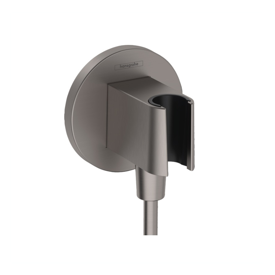 Hansgrohe 26888341 FixFit S Wall Outlet with Handshower Holder Brushed Black Chrome