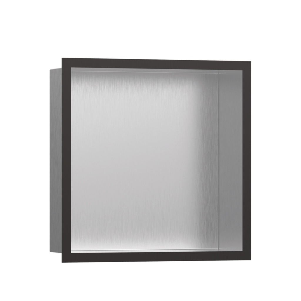Hansgrohe 56097340 Wall Niche Brushed Stainless Steel With Design Frame Brushed Black Chrome
