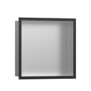 Hansgrohe 56097340 Wall Niche Brushed Stainless Steel With Design Frame Brushed Black Chrome