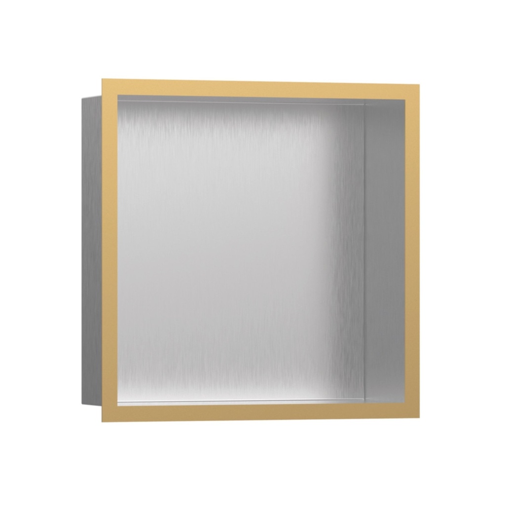 Hansgrohe 56097990 Wall Niche Brushed Stainless Steel With Design Frame Polished Gold Optic
