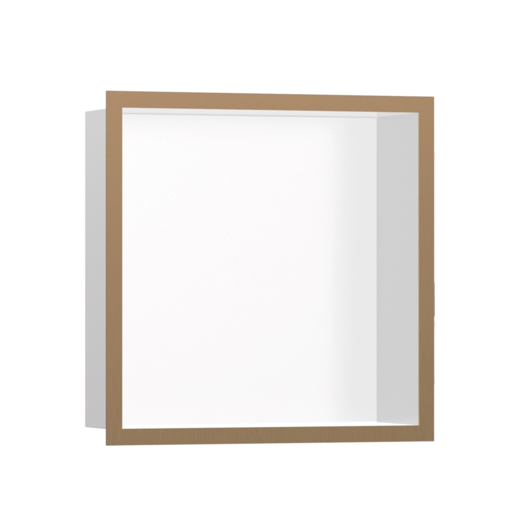 Hansgrohe 56099140 Wall Niche Matte White With Design Frame Brushed Bronze