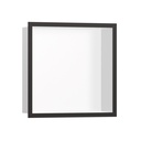 Hansgrohe 56099340 Wall Niche Matte White With Design Frame Brushed Black Chrome