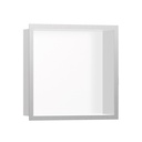 Hansgrohe 56099800 Wall Niche Matte White With Design Frame Brushed Stainless Steel