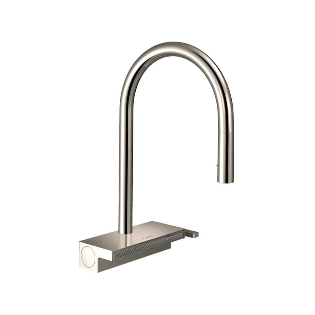Hansgrohe 73837831 Aquno Select Higharc Kitchen Faucet 3-Spray Pull-Down Polished Nickel