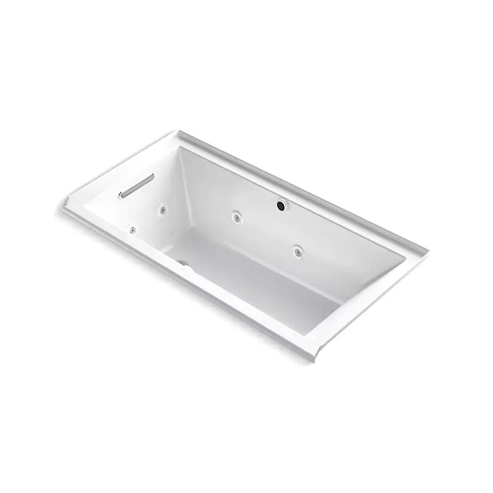 Kohler 1167-XHGHL-0 Underscore 60" x 30" Alcove Heated Bubble Massage Whirlpool Left Drain White