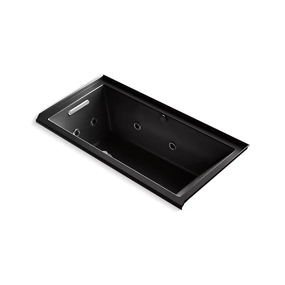 Kohler 1167-XHGHR-7 Underscore 60" x 30" Alcove Heated Bubble Massage Whirlpool Right Drain Black