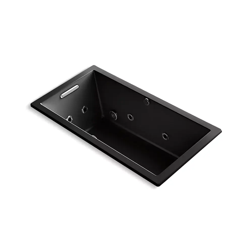 Kohler 1168-XHGH-7 Underscore 60" x 32" Drop-in Heated Bubble Massage Air Bath Whirlpool Black
