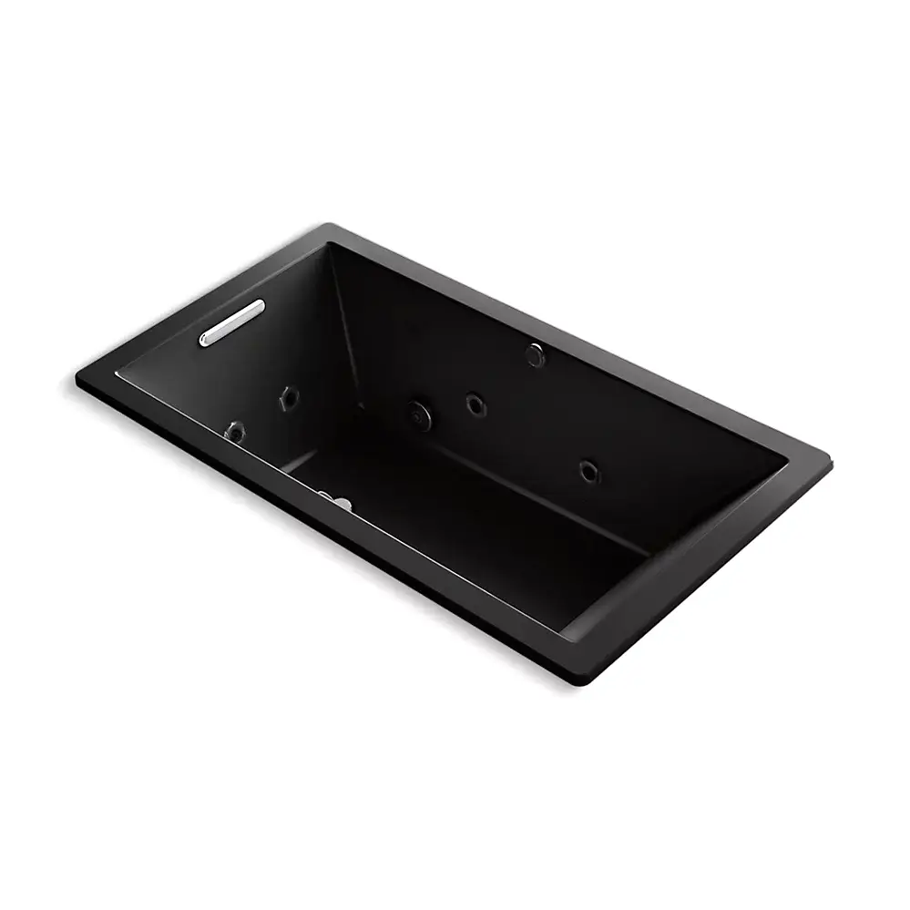 Kohler 1173-XHGH-7 Underscore 66" x 36" Drop-in Heated Bubble Massage Whirlpool Air Bath Black