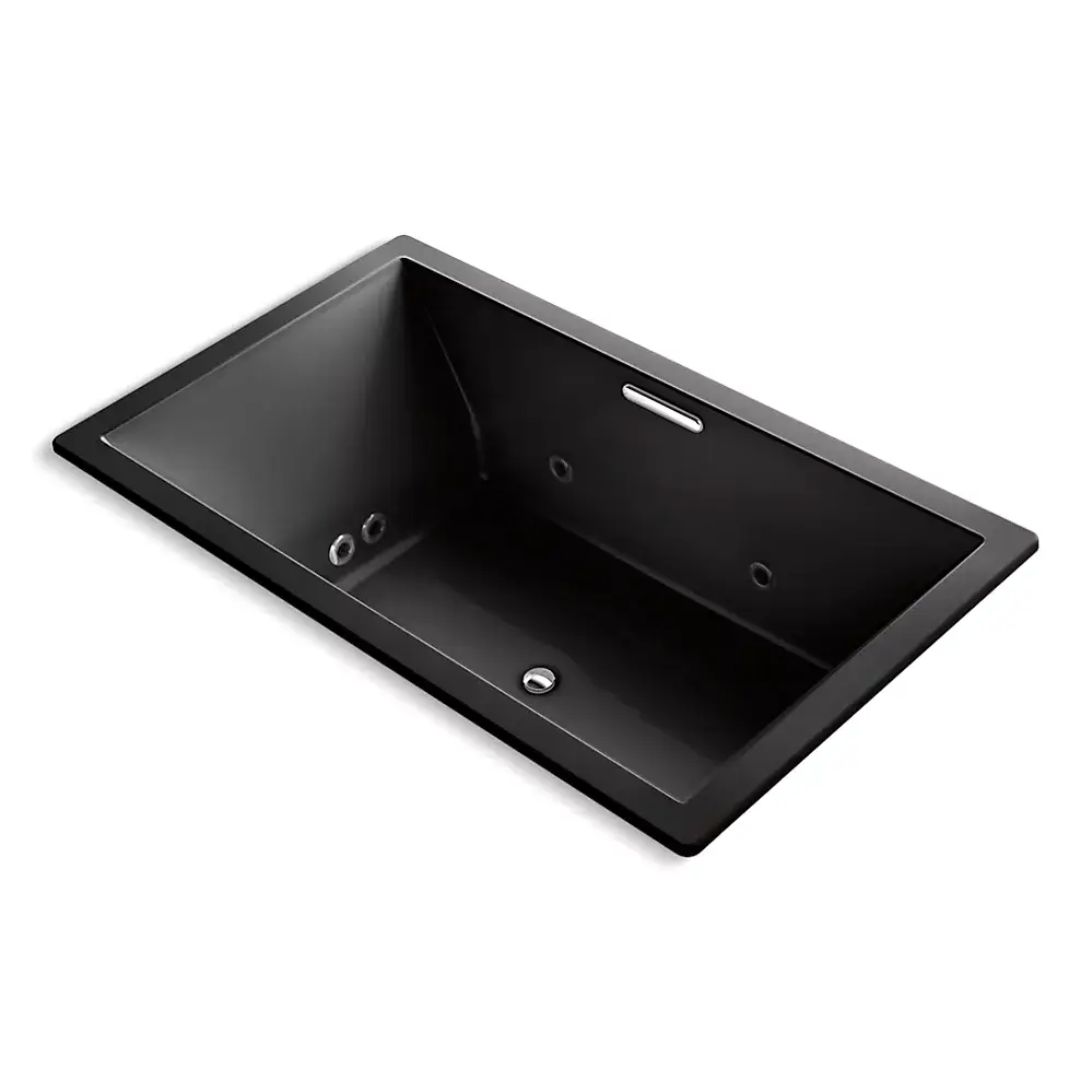Kohler 1174-XHGH-7 Underscore 72" x 42" Drop-in Heated Bubble Massage Whirlpool Air Bath Black