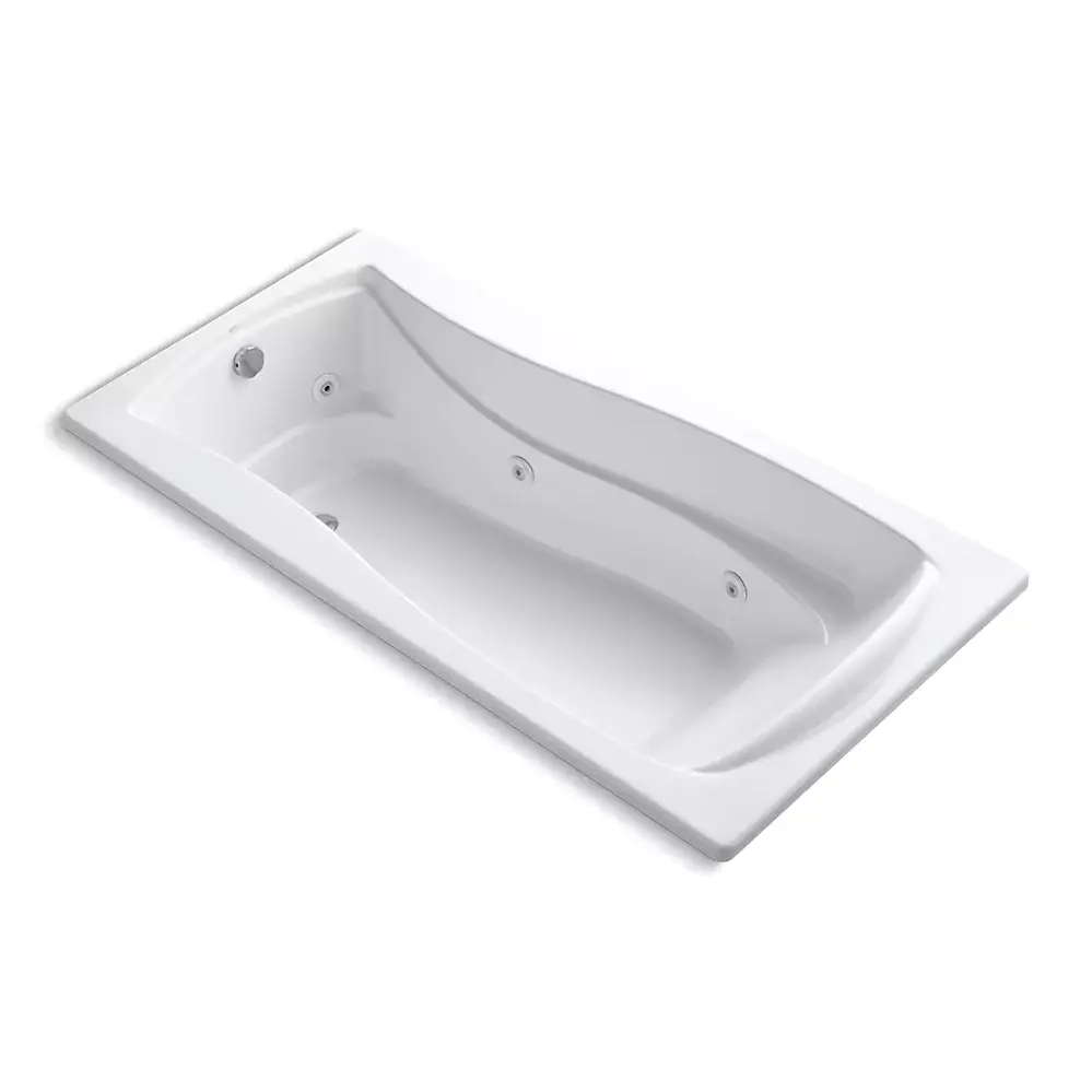 Kohler 1257-HB-0 Mariposa 72" x 36" Drop-in Whirlpool Heated Bath With End Drain White