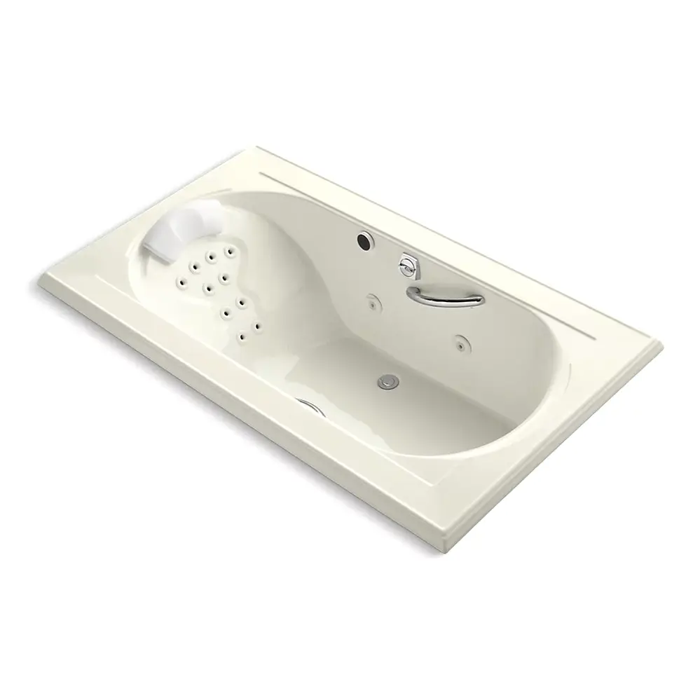 Kohler 1418-M-96 Memoirs 72" x 42" Drop-in Heated Whirlpool Bath Biscuit