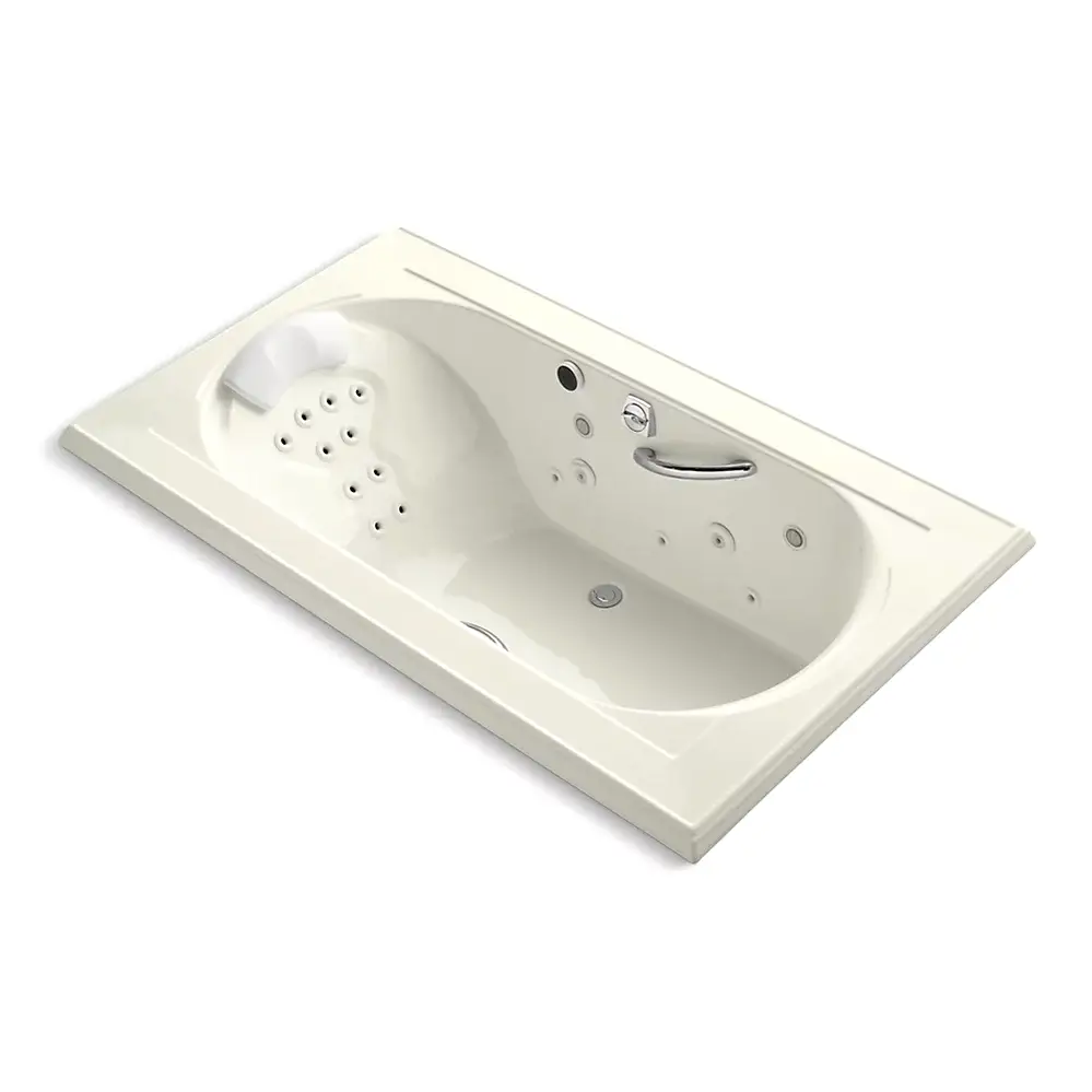 Kohler 1418-V-96 Memoirs 72" x 42" Drop-in Effervescence Whirlpool Bath Biscuit
