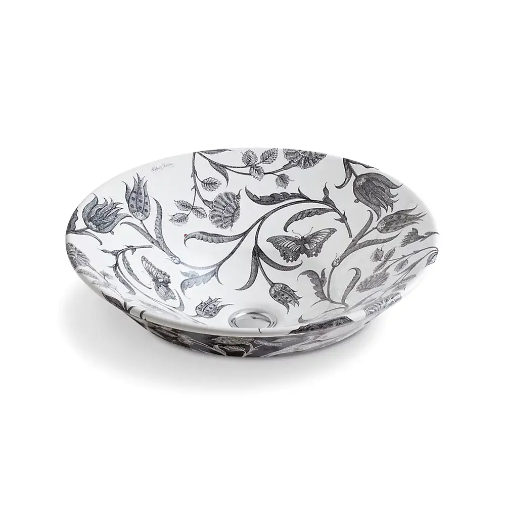 Kohler 14223-BT-0 Botanical Study Vessels Conical 16-1/4" Round Vessel Bathroom Sink Botanical Study