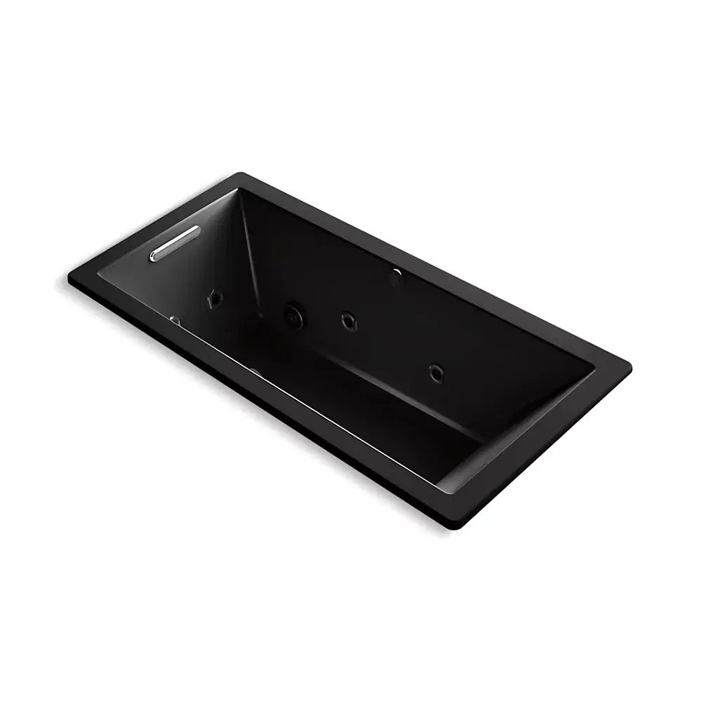 Kohler 1822-XHGH-7 Underscore 66" x 32" Drop-in Heated Bubble Massage Air Bath Whirlpool Black