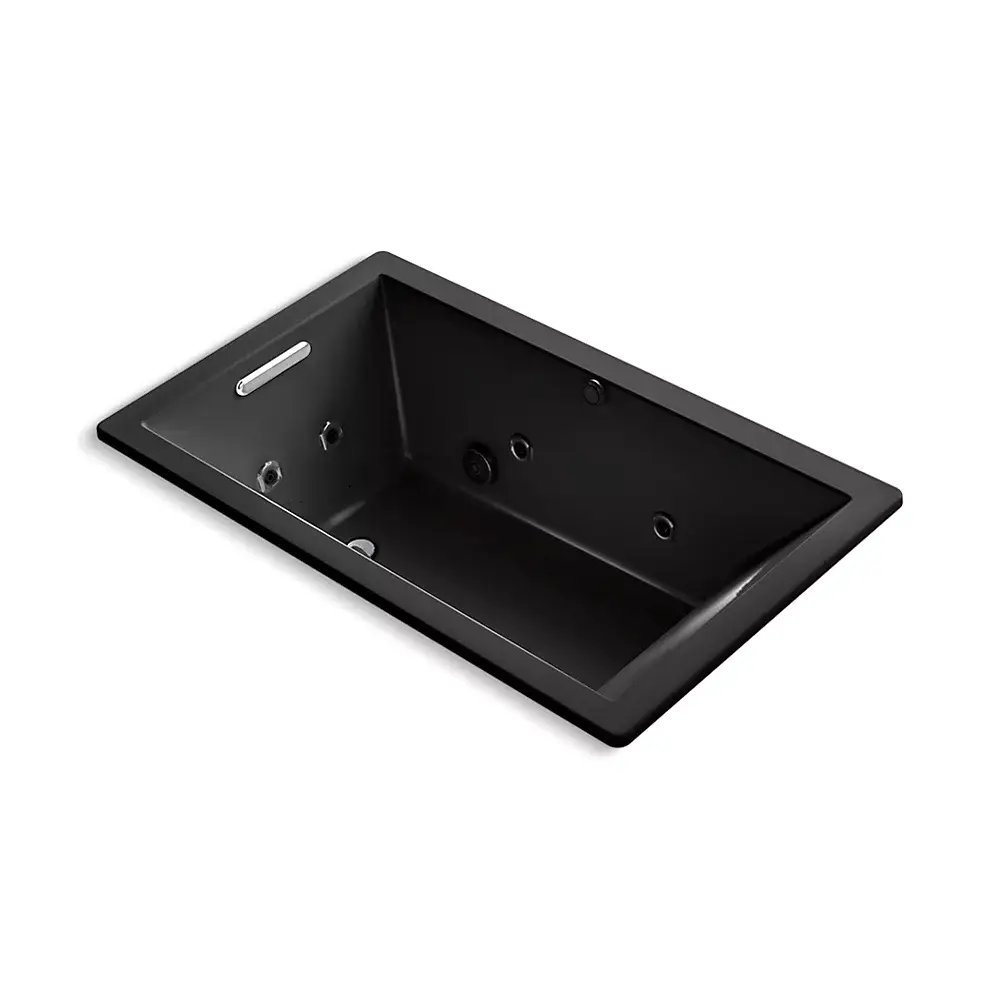 Kohler 1849-XHGH-7 Underscore 60" x 36" Drop-in Heated Bubble Massage Air Bath With Whirlpool Black