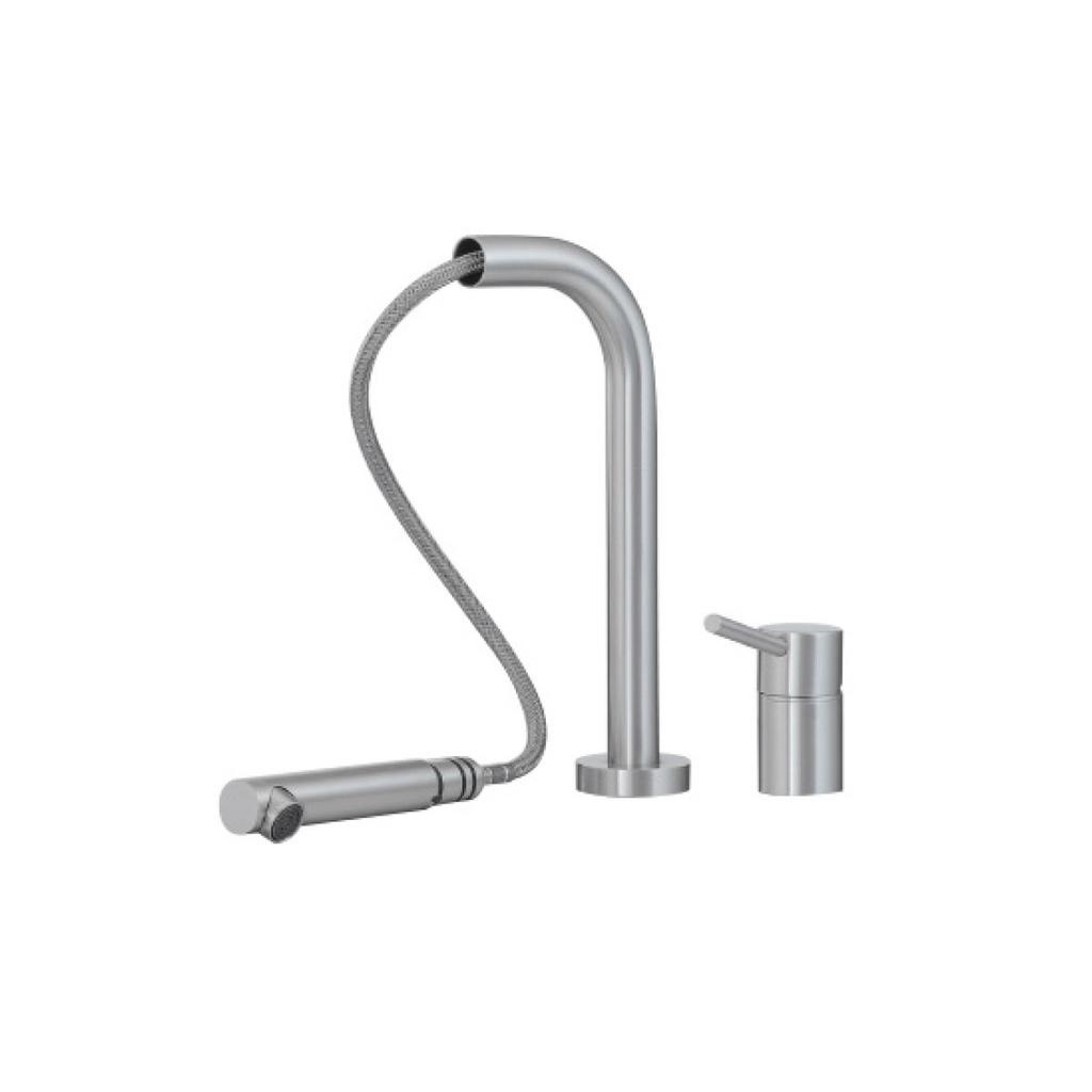 Treemme 1329 Pull Out Single Stream Kitchen Faucet Side Handle Stainless