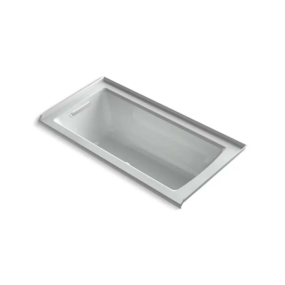 Kohler 1947-GHRF-95 Archer 60" x 30" Alcove Heated Bubble Massage Air Bath Right Drain Ice Grey