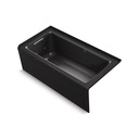 Kohler 1947-LAW-7 Archer 60" x 30" Alcove Whirlpool Heated Bath Left Drain Black