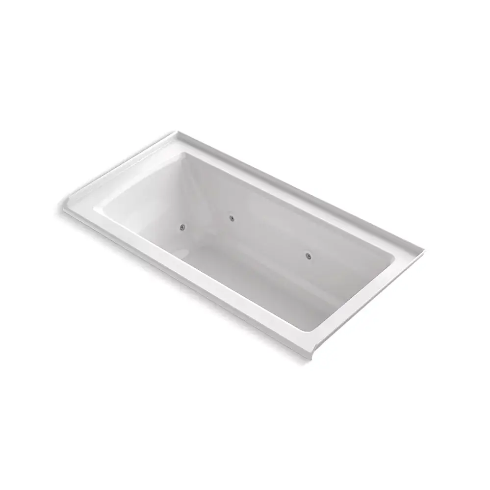 Kohler 1947-RH-0 Archer 60" x 30" Alcove Heated Whirlpool Bath Right Drain White