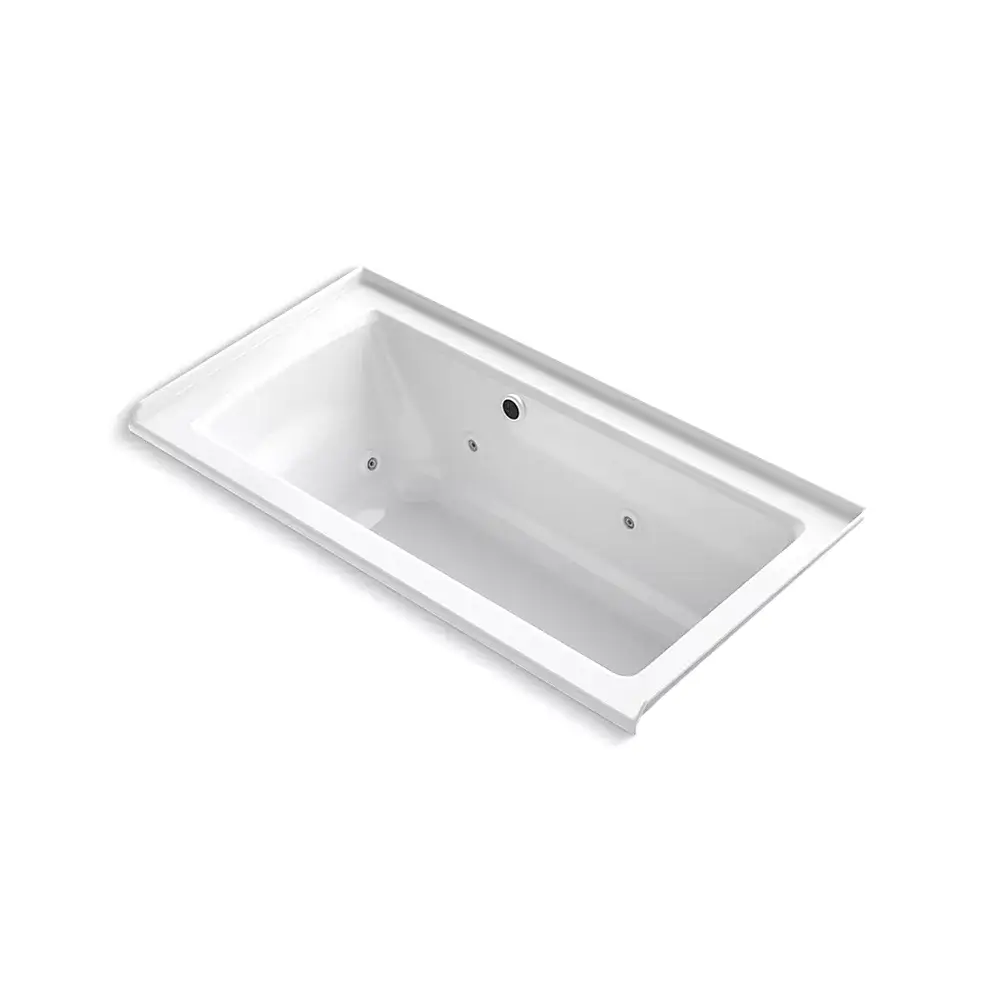 Kohler 1947-RW-0 Archer 60" x 30" Alcove Whirlpool Heated Bath Right Drain White