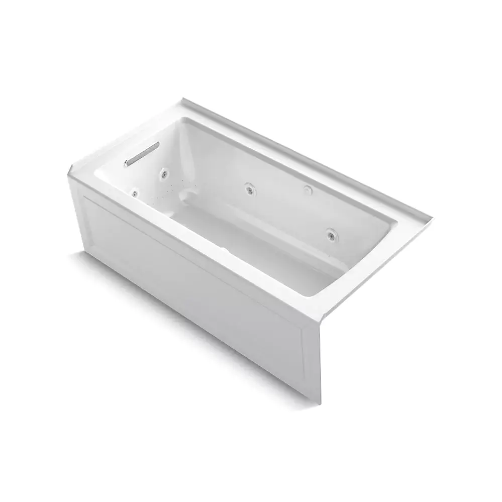 Kohler 1947-XGHLA-0 Archer 60" x 30" Alcove Heated Bubble Massage Air Bath Whirlpool Left Drain White