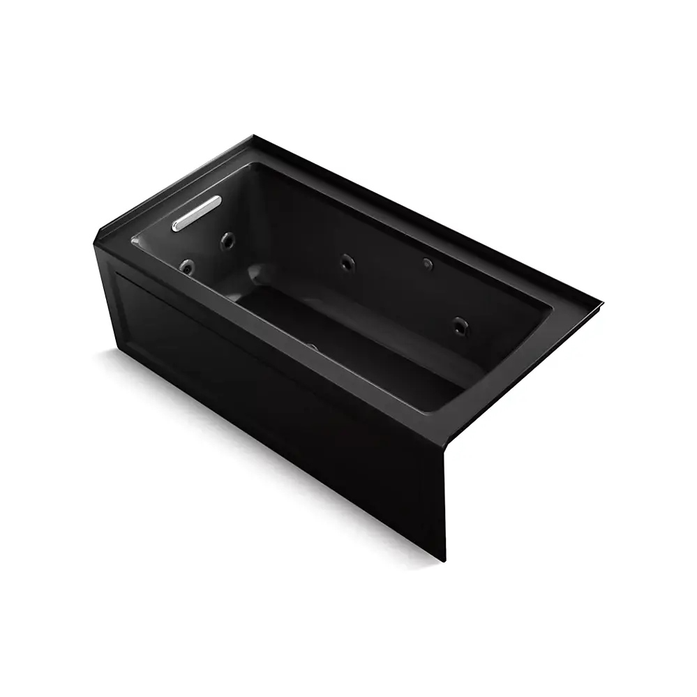 Kohler 1947-XGHRA-7 Archer 60" x 30" Alcove Heated Bubble Massage Air Bath Whirlpool Right Drain Black