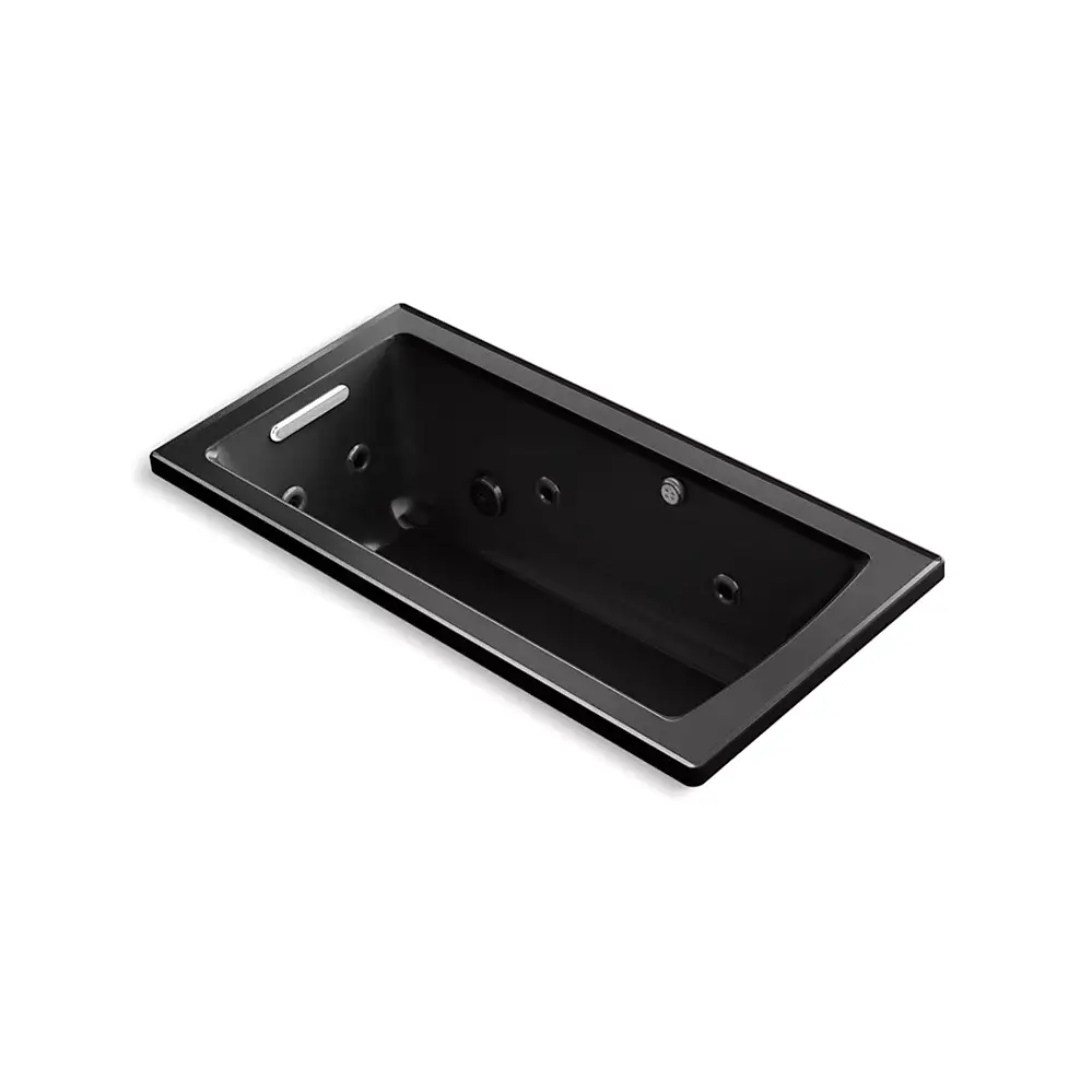 Kohler 1947-XHGH-7 Archer 60" x 30" Drop-in Heated Bubble Massage Air Bath Whirlpool Black
