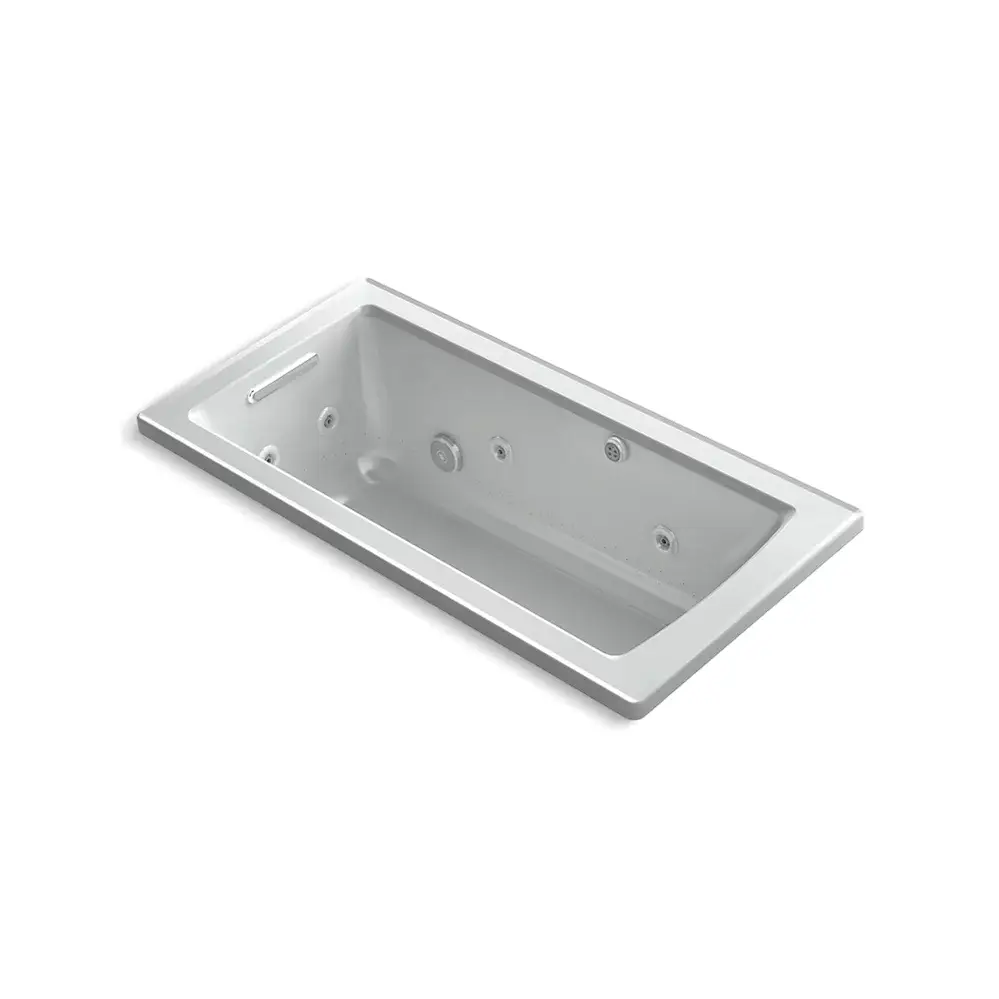 Kohler 1947-XHGH-95 Archer 60" x 30" Drop-in Heated Bubble Massage Air Bath Whirlpool Ice Grey