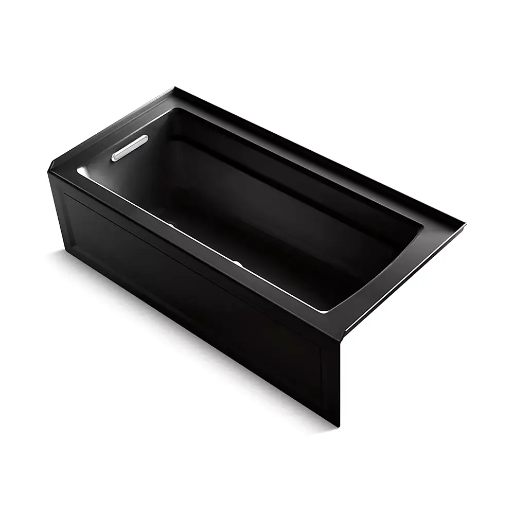 Kohler 1949-GHLA-7 Archer 66" x 32" Alcove Heated Bubble Massage Air Bath Left Drain Black