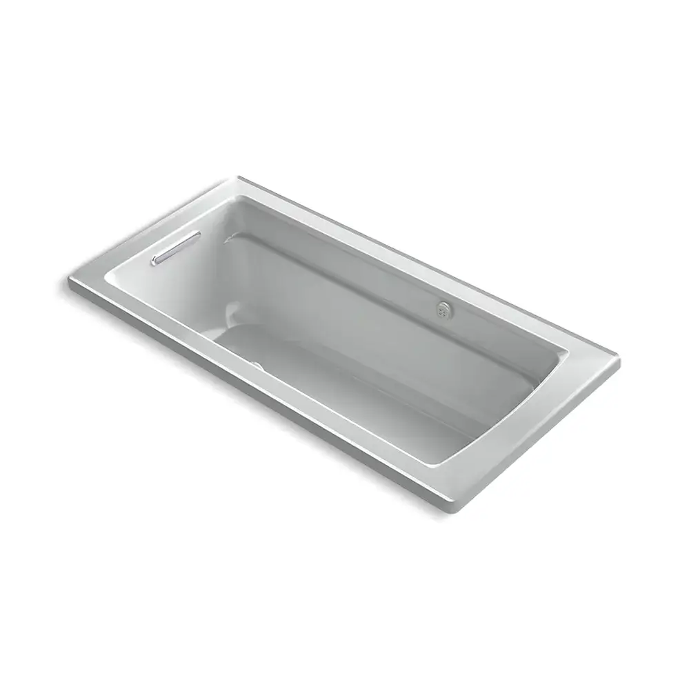 Kohler 1949-GHW-95 Archer 66" x 32" Drop-in Heated Bubble Massage Air Bath Ice Grey