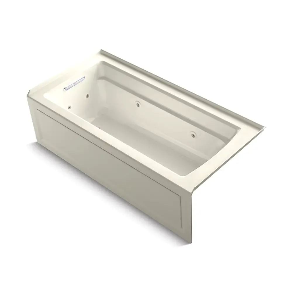 Kohler 1949-LAW-96 Archer 66" x 32" Alcove Whirlpool Heated Bath Left Drain Biscuit