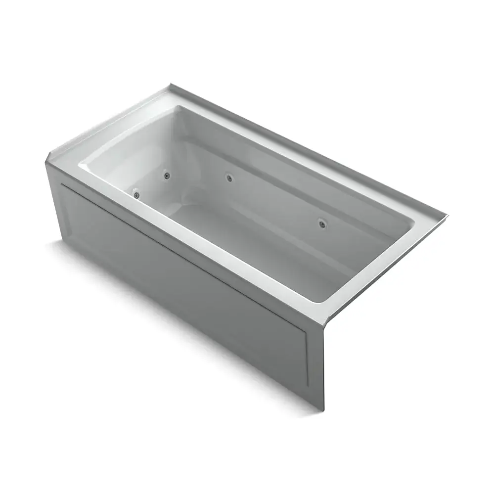 Kohler 1949-RAW-95 Archer 66" x 32" Alcove Whirlpool Heated Bath Right Drain Ice Grey