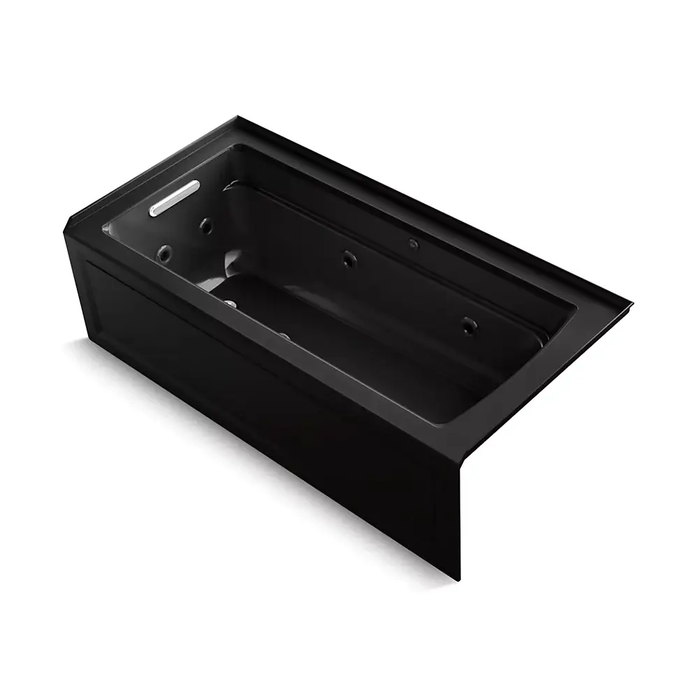 Kohler 1949-XGHRA-7 Archer 66" x 32" Alcove Heated Bubble Massage Air Bath Whirlpool Right Drain Black