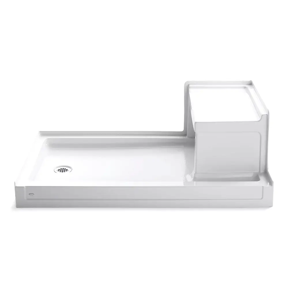 Kohler 1979-0 Tresham 60 X 36 Receptor With Integral Seat And Left-Hand Drain