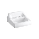 Kohler 2005-R-0 Kingston 21-1/4 X 18-1/8 Wall-Mount/Concealed Arm Carrier Bathroom Sink With 4 Centerset Faucet Holes