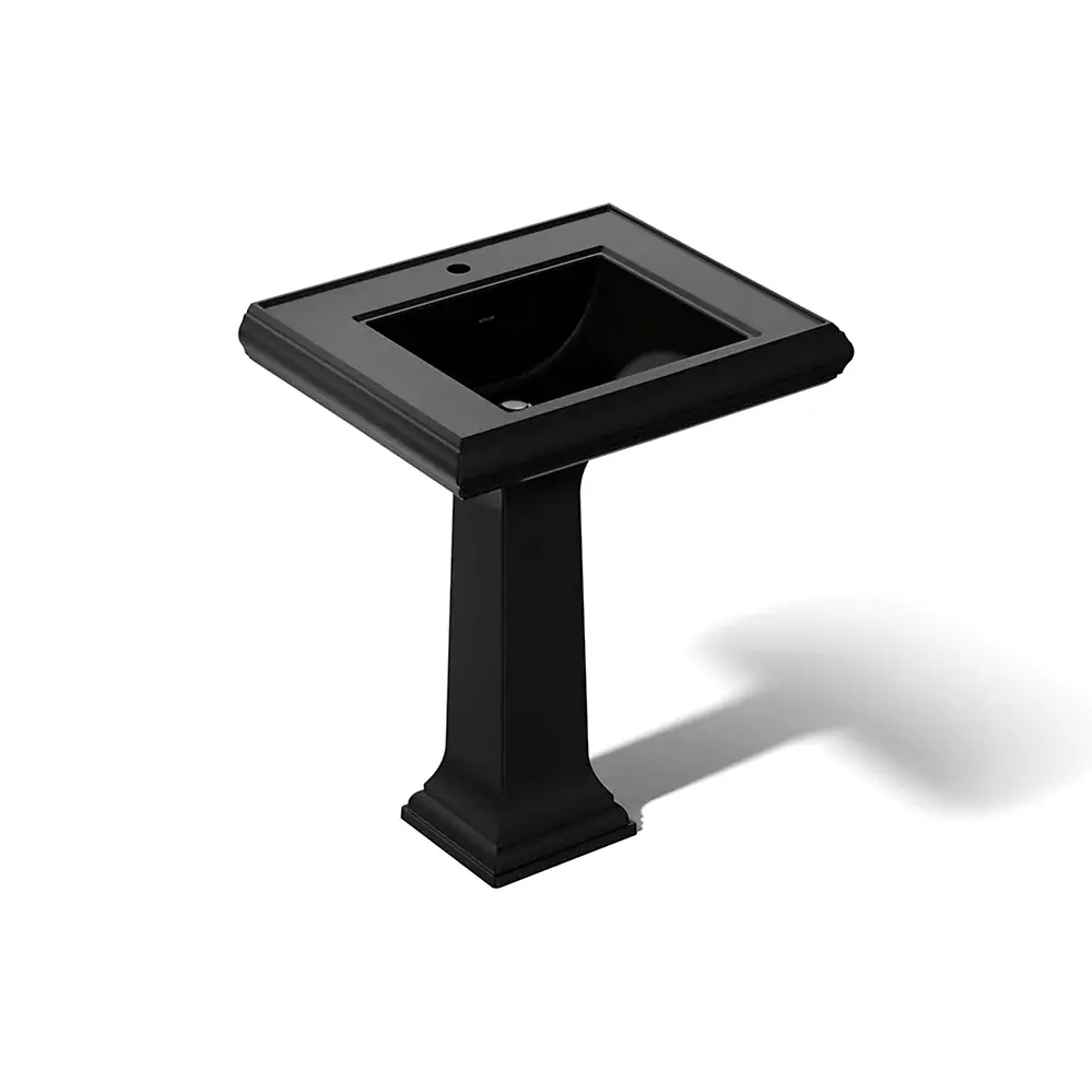Kohler 2258-1-7 Memoirs 27-1/4" Rectangular Pedestal Bathroom Sink Black