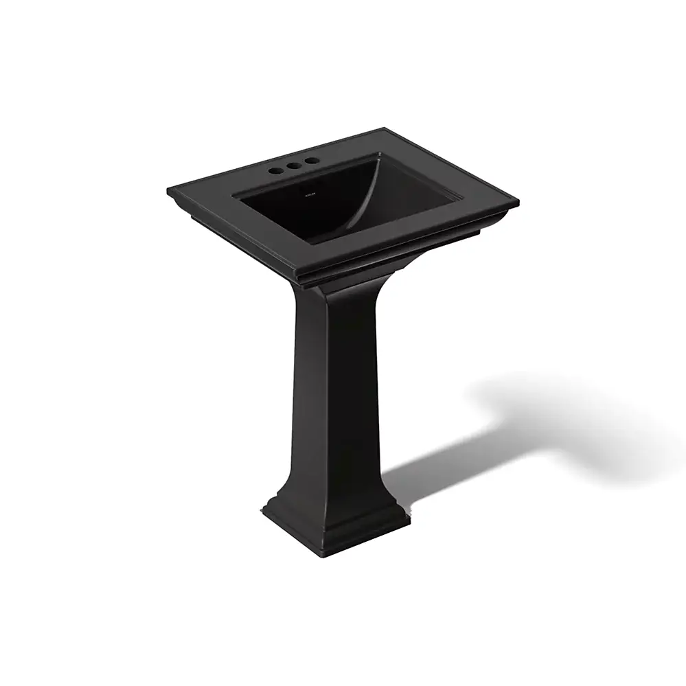 Kohler 2344-4-7 Memoirs Stately 25" Rectangular Pedestal Bathroom Sink Black