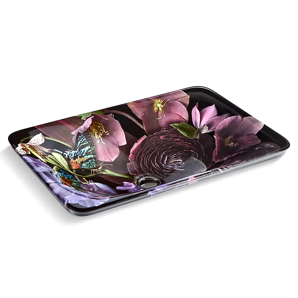 Kohler 30334-DM2-0 Dutchmaster Blush Floral 21-1/4" Rectangular Drop-in Sink Midnight Floral